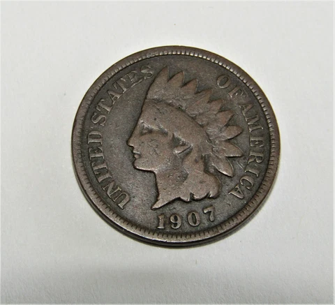 1907 INDIAN Head Cent ERROR Lamination on Reverse Cover