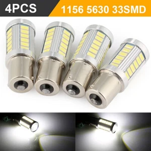 4x BA15S LED 33SMD Tail Brake Stop Backup Reverse Turn Signal Lights Bulbs White - Picture 1 of 11