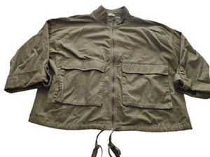 Perch by Blu Pepper Green Front Zip Cropped Jacket Sz 1X Plus Military  - Picture 1 of 10