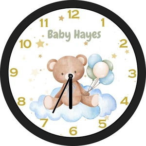 Personalized Clock - Teddy Bear Clock, Nursery, Boys Room, Bears - Picture 1 of 1