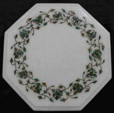 12" Marble Coffee Table Top Floral Design Inlay paua shell Work Entryway Table - image 1 of 4