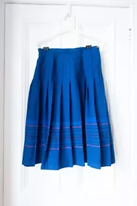 Vintage Mairi Macintyre Blue 100% Wool Check Plaid Tartan Pleated Skirt M 28in - Picture 1 of 11