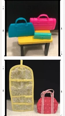 Vintage Barbie Travel Bag Gym Bag Yellow Accessory Red Travel Bag Lot No Doll - Image 1 of 4