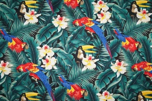 VINTAGE 1995 ALEXANDER HENRY STOFF TROPISCHER HAWAIIANISCHER TUKAN PAPAGEI 8 YARD - Bild 1 von 4