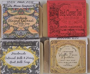Lot of FOUR Handmade Oatmeal Goat Milk Soaps, + samples, ships fast - Picture 1 of 6