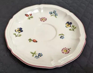 Lot Of 2 Villeroy Boch Petite Fleur Flowers Red Trim 5 3/4" Saucer Porcelain - Picture 1 of 5