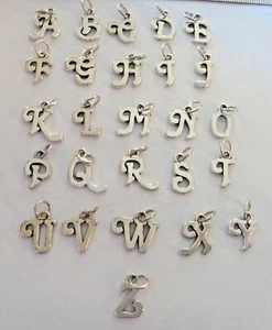 Sterling Silver 15mm Cursive Style Alphabet Letter Initial Charm! - Picture 1 of 10