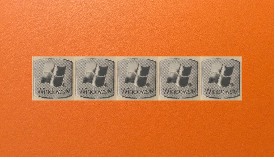 5 PCS Sticker for window 7 Badge Logo Decal Silver Chrome 18mm x 18mm USA Seller - Image 1 of 1