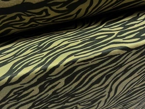 French Terry Loopback Sweatshirt Fabric, Per Metre - Zebra Print - Khaki Green - Picture 1 of 3