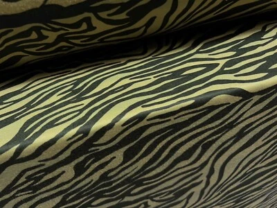French Terry Loopback Sweatshirt Fabric, Per Metre - Zebra Print - Khaki Green - Image 1 of 3