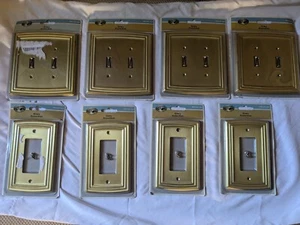 Lot of 8 New Hampton Bay Brushed Brass Outlet Covers Light Switches - Picture 1 of 7