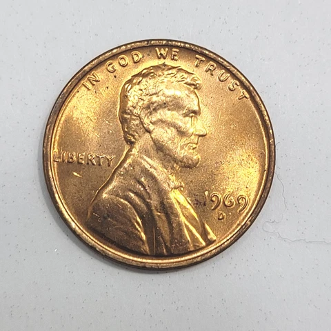 1969-D Lincoln Penny No FG DD-Floating Roof-Multi Struck. Uncirculated Cover