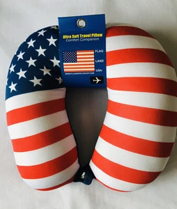 The Original Snap On - Microbead Travel Pillow American Flag/Stars Stripes - Picture 1 of 3