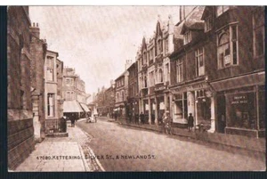 PHOTOCHROM SEPIA POSTCARD SILVER ST & NEWLANDS ST KETTERING C 1916 - Picture 1 of 2