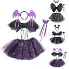 Kids Girls Spider Bat Costume Childs Halloween Fancy Dress Bat Vampire Outfits