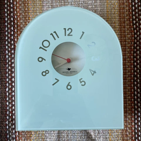 Michael Graves Design Modern Clock Green Glass And Silver Toned Y2K Millennium Cover