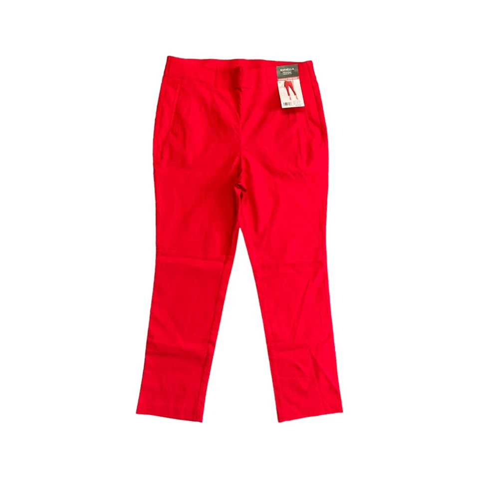RAFAELLA Stretch Ankle Pants With Faux Pockets True Red 12 AM15