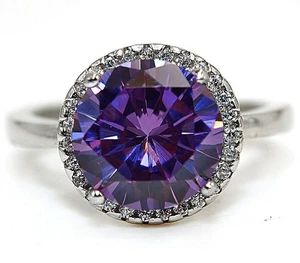 3CT Amethyst & Topaz 925 Genuine Sterling Silver Ring Sz 9 MB5-8 - Picture 1 of 3