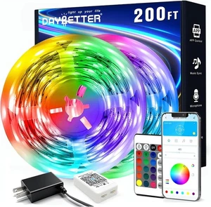 DAYBETTER LED Strip Lights 200 ft (2 Rolls of 100 ft), Smart App Control Lightin - Picture 1 of 2