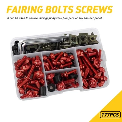 Kit completo de tornillos de carenado de perno rojo de 177 piezas para motocicleta Suzuki Kawasaki Foto 1 de 4