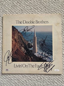 DOOBIE BROTHERS HAND SIGNED LIVIN ON FAULT LINE COVER+PSA LETTER 6 SIGNED - Picture 1 of 10