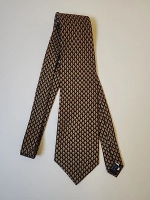 Corbata Ashford & Brooks 100 % seda hecha a mano para hombre azul dorado flor de lis hecha a mano EE. UU. Foto 1 de 4