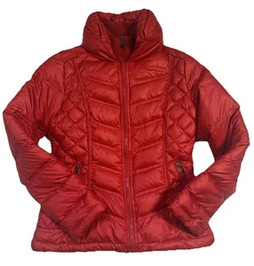 Guess Women's Puffer Jacket Down Coat Winter Red Shiny Quilted Sz S - Picture 1 of 9