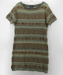 VINTAGE Ralph Lauren Dress Women Medium Green Linen Silk Roll Neck Southwest NEW - Picture 1 of 10