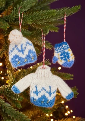 Knitted Wool Bobble Hat, Jumper and Mitten Christmas Decoration Tree Ornament - Image 1 of 4