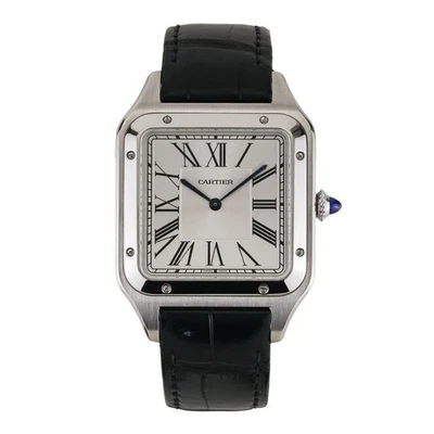 Cartier Santos Dumont WSSA0032 esfera plateada cuerda manual circa 2021 caja y recibo Foto 1 de 4