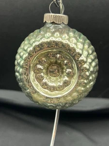 Vintage Mercury Glass Bumpy Double Indent Shiny Brite  2-1/4" Green - Picture 1 of 11