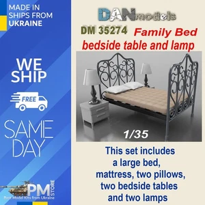 Dan Models 35274 1/35 Family Bed bedside table and lamp Accessories kit - Picture 1 of 2
