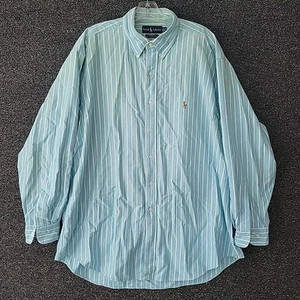 Ralph Lauren Shirt Mens 17.5 34/35 Light Blue Striped Yarmouth Oxford Long Sleev - Picture 1 of 6