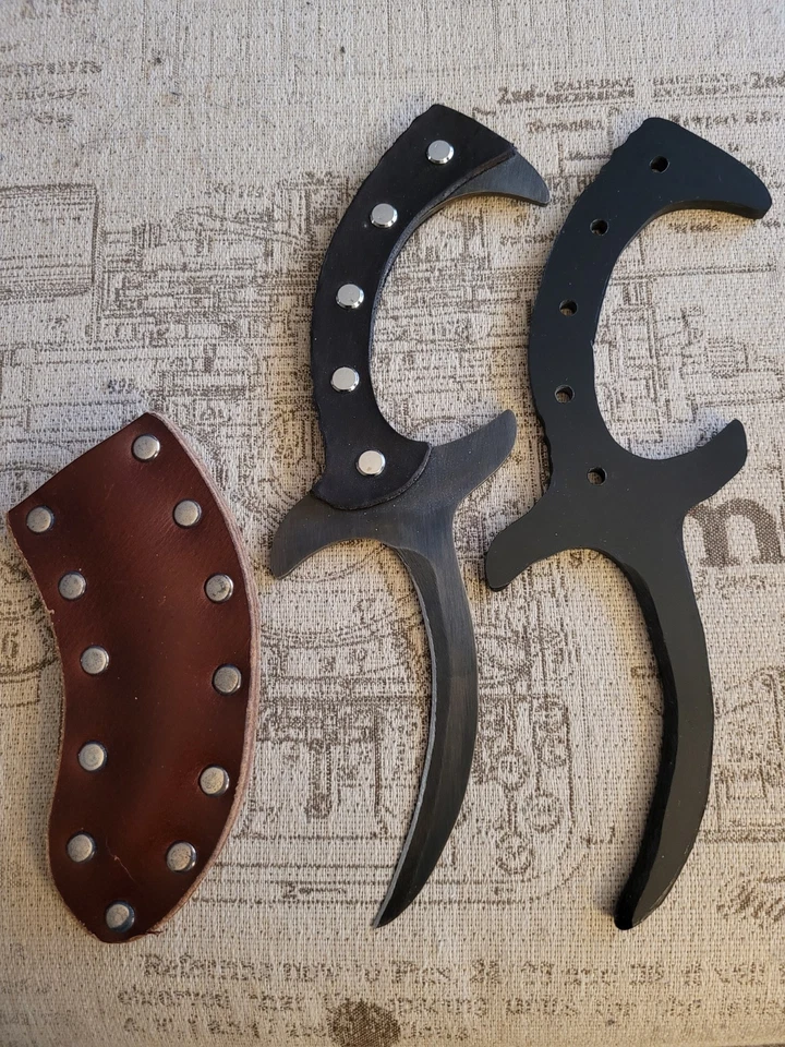 Cuchillo de hoja fija gancho de agarre hecho a mano artesanal Rcane Foto 1 de 4