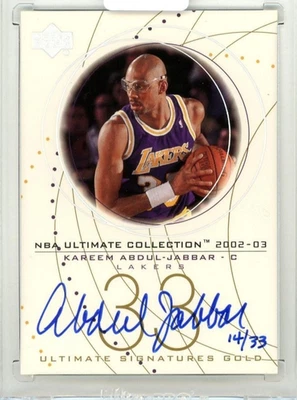 2002-03 UD Ultimate Collection Kareem Abdul-Jabbar on card Auto Gold /33 SP - Image 1 of 2
