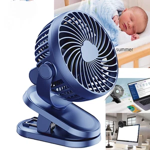 3 Speeds Portable Rechargeable Mini Cooling Fan USB Clip Desk Fan Baby Stroller - Picture 1 of 23