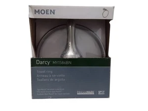 MOEN MY1586BN Darcy Towel Ring with Press and Mark in Brushed Nickel NEW - Picture 1 of 6