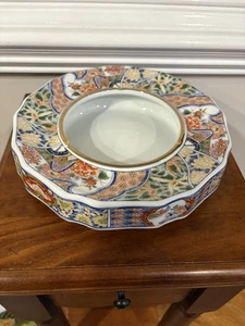 Vintage Large Japanese Imari Porcelain 20th Century Ashtray 9" - Picture 1 of 11