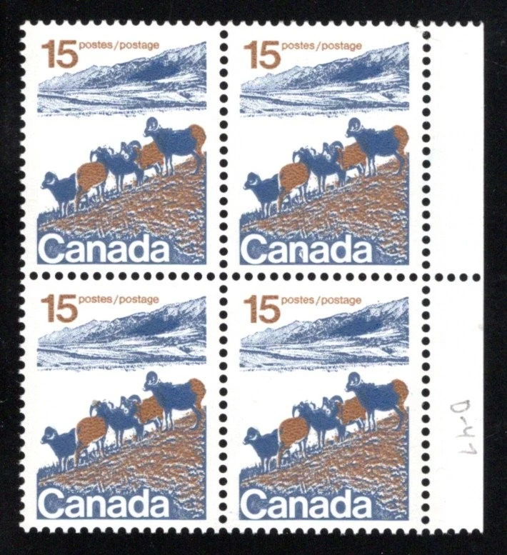 595aii, Scott, Canada, 15c, MNHOG, "raised rump" variety, p 13.3, block of 4 — 第 1/1 张图片