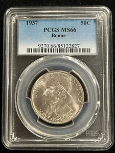 1937-P Boone Commemorative Half Dollar - PCGS MS66 - WHITE LUSTER! - Picture 1 of 2