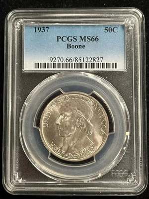 1937-P Boone Commemorative Half Dollar - PCGS MS66 - WHITE LUSTER! - Image 1 of 2