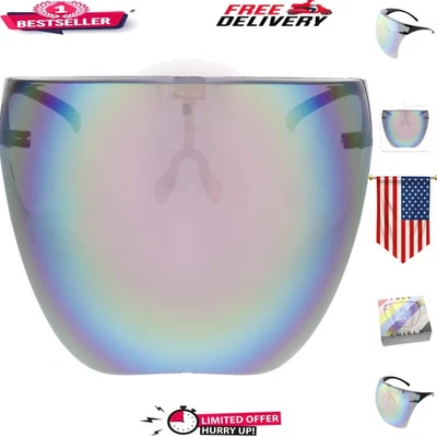 Protector facial completo de moda con filtro antiniebla y luz azul - espejo negro/rosa Foto 1 de 4