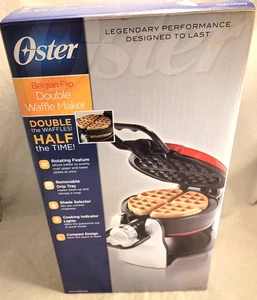 Oster Electric Double Flip Belgian Style Waffle Maker, Red | CKSTWFDF2 - Picture 1 of 12