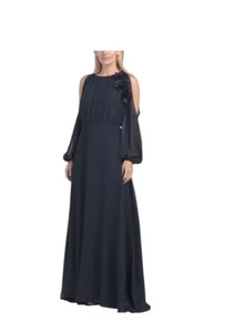 JS COLLECTIONS Amanza Bracelet Sleeve Cold Shoulder Gown NAVY SZ 14 NWT - Picture 1 of 6