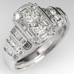 2 Ct Lab Created Diamond Engagement Wedding Party Ring 14K White Gold Filled - Picture 1 of 6