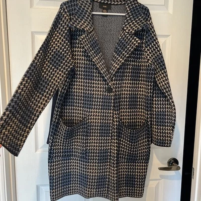 RAIN Mujer Talla XL Diente de Perro Azul y Beige Chaqueta de Invierno con Bolsillos Foto 1 de 4