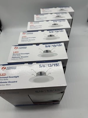 Pack of 6 Lithonia Lighting 6” LED Recessed Light New – No Adapter Included - Image 1 of 4