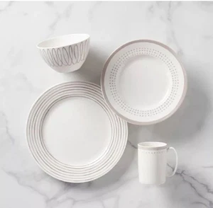 Lenox Kate Spade China CHARLOTTE STREET EAST GREY 16 Piece Set - N/O - Picture 1 of 6