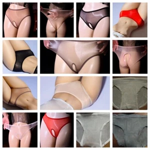 Damen-Shorts transparent offener Schritt Unterwäsche glänzend glänzend Slips durchsichtig Höschen - Bild 1 von 26