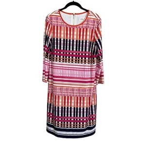 Eliza J Sz 12 Multi Color Dress 3/4 Sleeve Classic Feminine Cocktail - Picture 1 of 6